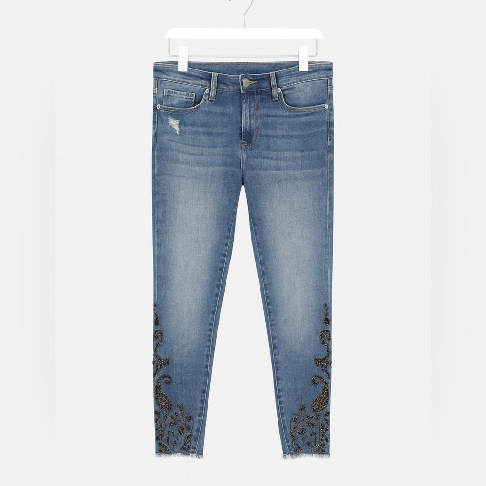 BLANKNYC Beaded Distressed Skinny Jeans, Size 27